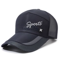 Dark blue breathable mesh baseball cap with Sports embroidery and star patch details - Adjustable / Navy Blue