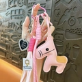 Cute pink leather pony keychain and bag charm with braided rope and heart photo frame pendant. - Pink Leather Horse Charm