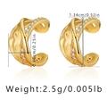 Detailed dimensions of gold irregular crossover ear cuff with cubic zirconia stones - Rhinestone Intertwined (KE0892)