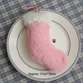 Décoration de Noël en peluche rose avec bordure en fourrure blanche pour sapin de fête - Chaussettes de Noël en Peluche Rose B-03