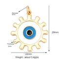 Gold plated copper evil eye charm with blue enamel detailing and size measurements - Gold Enamel Evil Eye Style (K093024L1K2-Gold)