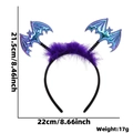 Cerchietto per Halloween con pipistrelli laser viola e decorazione in morbide piume - Ali di Pipistrello Laser