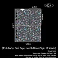 A5 4-pocket laser heart refill pages for photo cards, 10 pack, 19.8x15.2cm size - A5 4-Pocket Heart Flower Pattern Pages 10 Sheets 62#