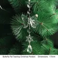 Transparent crystal butterfly ornament with snowflake and teardrop for Christmas tree - 175mm Butterfly Flat Drop