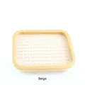 Beige velvet ring display tray with 100 slots in natural bamboo wood frame for jewelry - 27.5*20.5*4.5cm / Beige