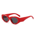 Lunettes de soleil ovales rétro rouges pour femmes avec monture chic et verres foncés - Monture Rouge Verres Gris Foncé