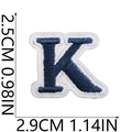 Navy blue embroidered letter K patch with white border for clothing 2.9x2.5cm size - K (Blue)