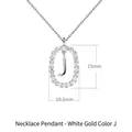 Ciondolo lettera J in argento 925 placcato oro 18K con micro pietre per donne - Stile Lettera J con Cornice Ovale Incastonata di Strass / 40-50cm Regolabile / Oro bianco