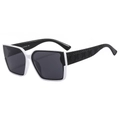 Fashionable square frame sunglasses featuring retro black and white two-tone cannage pattern - White Frame Gray Lens