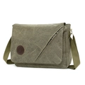 Army green canvas messenger bag with vintage flap cover and adjustable shoulder strap - Army Green