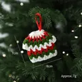 Handgemaakte geweven mini-trui kerstboomversiering in rood groen en wit 7cm - Kersttrui