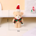 Detail showing plush Christmas teddy bear dimensions of 20cm height and 8cm width - 15-18cm / Christmas Teddy Fleece Red Green Scarf