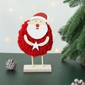 Handgefertigter Weihnachtsmann aus Holz mit rotem Strickkörper und Stern auf Holzsockel - 13*2.5*21cm / Roter Weihnachtsmann Ornament