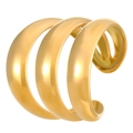 Detailed view of wide triple-layer spiral gold-plated cuff bracelet with mirror finish - Three-layer Spiral Style (BJGR0821)