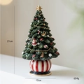 Resin Santa rocking horse Christmas tree decoration with golden star and base, 21cm high - Musical Rotating Retro Christmas Tree