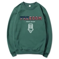 Dark green unisex hoodie with M size tag featuring Freedom graphic and American flag pattern - Dark Green