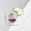 Detailed dimension view of USA flag enamel cowboy boot charm showing 2.0cm height - 2825 Boot