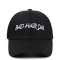 Casquette de baseball noire avec broderie blanche Bad Hair Day style papa décontracté - Réglable / Noir