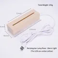 Solid rectangular wood LED light base with USB cable and warm yellow glow light - Natural Wood LED Base - Warm Light