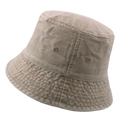 Classic washed khaki cotton bucket hat with short brim and metal ventilation eyelets - Khaki