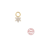 Handgefertigter Blumenanhänger aus 925er Sterlingsilber mit Vergoldung und Zirkonia - Goldene Sechsblättrige Blume (#1)