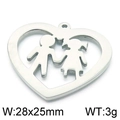 Silver stainless steel heart pendant with boy and girl cut-out, 28x25mm size - Hollow Boy and Girl Heart Style (KLJ5884-Z)
