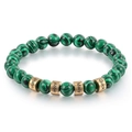 Macro detail of custom name beads on a green malachite stone beaded bracelet for men - Turquoise / Single Name