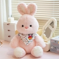 Cute pink plush rabbit toy with cartoon neckerchief and fluffy fur for children - Rabbit / 50cm