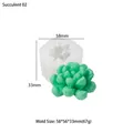 Gedetailleerde siliconen mal voor vetplantkaarsen, afmetingen 58x56x33mm in weergave - Vetplant Stijl 02