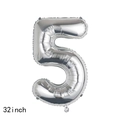 32-inch silver number 5 foil balloon with metallic finish for birthday party decor - Number 5 / Silver