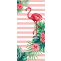 Microvezel strandlaken met roze flamingo, tropische hibiscusbloemen en palmbladeren - 845 Nieuwe Flamingo