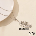 Polished silver leaf pendant necklace in 304 stainless steel measuring 50x22mm - S1172-Silver Color