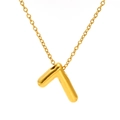 Collier en acier inoxydable plaqué or avec un pendentif lettre L effet 3D bombé - Style Numéro 7-Chaîne Croisée (SP731G-7)