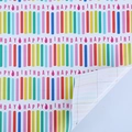 Pink Happy Birthday wrapping paper with colorful stripes and back cutting grid - Birthday Colorful Stripes