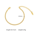 Detail of 2.6mm gold stainless steel wheat chain bracelet with lobster clasp and tag - Stylish Fine Chain Style (HW-18 Gold)