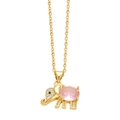 Schattige gouden olifant ketting met roze zirkoon hanger aan een eenvoudige ketting - Roze