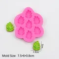 Pink silicone mold with 7 leaf shapes for fondant, clay and chocolate decorations - 2#Mixed Leaves / Pink