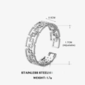Anillo geométrico cuadrado hueco de plata en acero inoxidable ajustable con talla - Color Acero