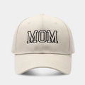 Gorra de béisbol de algodón beige con bordado MOM en negro y visera curvada - Contorno MOM / Beige