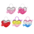 Tie-dye heart pop fidget toy set in colorful silicone with multiple marble patterns - Heart Lock Pop It