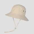 Detail of outdoor sun hat featuring adjustable windproof chin strap and metal air vents - M (56-58cm) / Beige