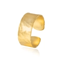 Adjustable golden S925 sterling silver ring with textured hammered surface finish - Adjustable Open / Gold