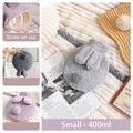 Gray and purple rabbit plush 400ml hot water bottles with cute 3D ears design - 400ml / Round / Light Gray