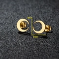 Minimalist gold crescent moon stud earrings in stainless steel, dimensions 8mm x 5mm - Moon / Gold