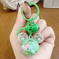 Cartoon green mouse-shaped liquid quicksand keychain with small bell and macaron beads - Mini Mickey Head Milk Bean - Green