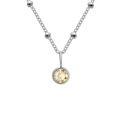 Silver satellite chain necklace with champagne birthstone pendant for women - November Light Yellow - Silver