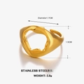 Anello aperto in acciaio inossidabile con onde traforate finitura dorata - Aperto Regolabile / Oro