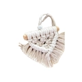Decorazione da parete in cotone beige con malocchio, asta di legno e lunghe nappe - Stile Bianco senza Evil Eye