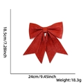 Detailed view of red glitter Christmas bow ornament with 24cm width and 18.5cm height dimensions - G:No.5 (24x18.5cm) / Red