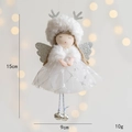 White Christmas angel girl doll with silver reindeer antlers and mesh skirt decoration - Silver